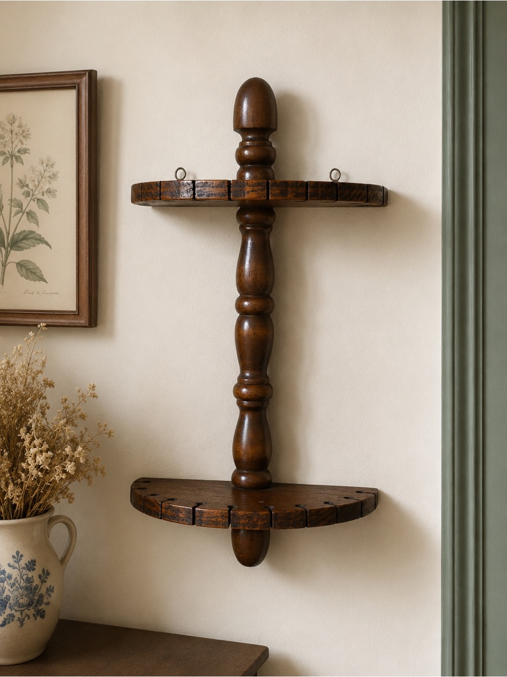 Vintage Solid Wood Wall Mounted Spoon Rack